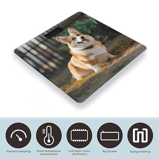 Dog Corgi Scale for Body Weight Smart Scales Digital Bathroom Scale High Precision Weighing Scales with Large Display Weighing Machine for People