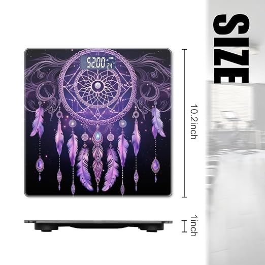 Digital Scale for Body Weight Highly Precision Bathroom Weight Scale 400 lbs with Backlit Display Personalized Scale for Home-Dreamcatcher with Purple Color Scheme