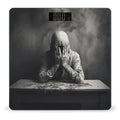 White Character Style Scale for Body Weight Anti-Slip Tempered Glass Digital Bathroom Scales Clear LCD Display Weighing Scale Safe Rounded Corners Smart Scales