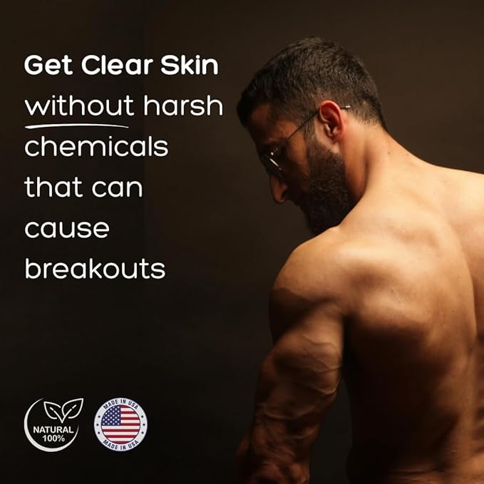 Bacne Wash: All Natural Back Acne Cleanser with Charcoal Jojoba Oil Tea Tree Oil Neem Oil Aloe Vera Colloidal Oatmeal and Vitamin E - Body Acne Wash for All Skin Types