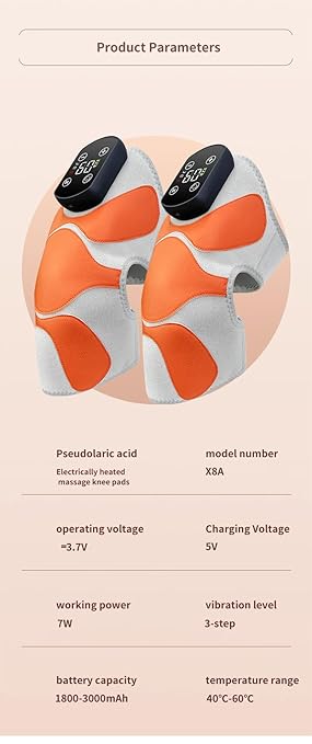 Electric Heating KneePad with Massage function Heat and Vibration Therapy Joint Protection Relieve Knee Soreness Knee Brace Wrap Orange and Blue color easy to use.