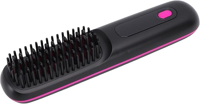 Asixxsix Asixxsix Hair Straightener Brush 20s Fast Heating Cordless Straightening Brush Portable Hair Straightener with LCD Display and 3 Temperature Settings for Women (Purple) (Black)