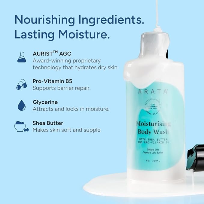 Moisturising Body Wash for Dry Skin with Shea Butter &amp Glycerine | Protects Skin Barrier | Velvety Soft Skin | Body Wash for Women &amp Men | Paraben &amp Silicone-Free | For All Skin Types | 30