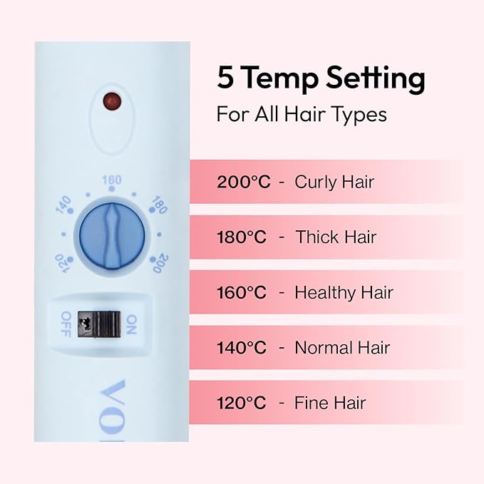 VODANA Professional GlamWave Ceramic Curling Iron Long-Lasting Natural Curls Instant Heat Hair Curler Curling Wand Available in USA (1.4 inch Creamy Blue)