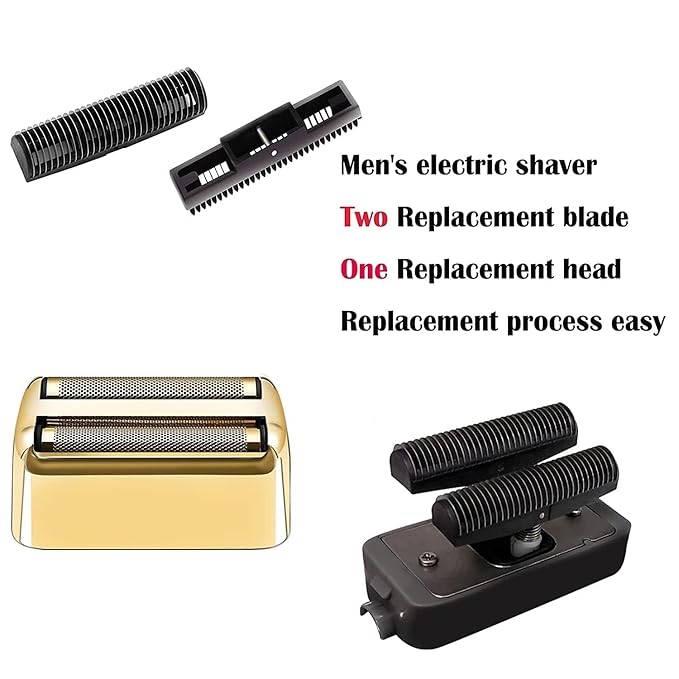 Replacement Foil and Cutters Compatible with BaBylissPRO Double Foil Shaver Replacement Foil Compatible with BaBylissPRO FXFS2 Shaver 4 counts (Gold)