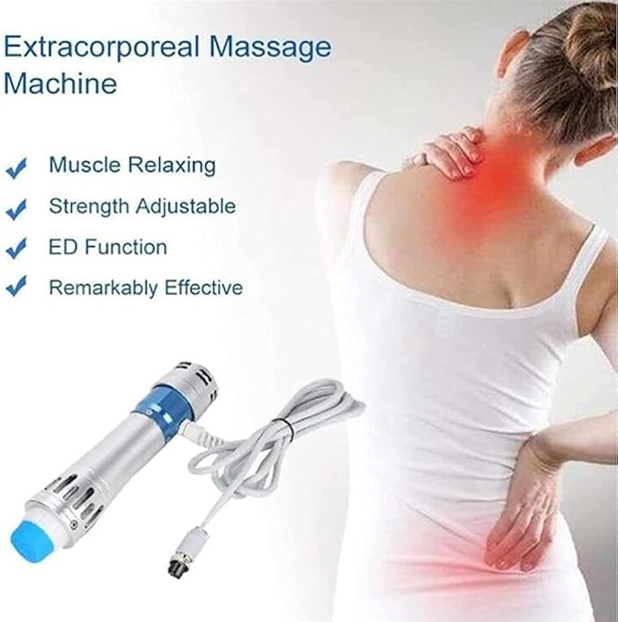 Portable Ed Extracorporeal Shock Wave MassagerElectronic Shock Wave Therapy Device Muscle Pain Therapy System with 7 Massage Heads for Pain Relief ED Treatment Deep Tissue