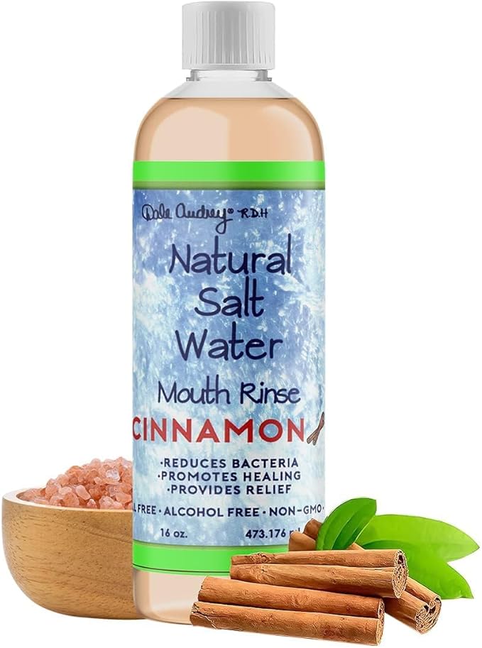 Natural Saltwater Mouth Rinse | Himalayan Pink Salt Water Oral Rinse | Organic Refreshing Mint and Cinnamon Flavor Bundle Pack | Fluoride Free for Fresh Breath | Mouthwash for Bad Breath- 16 FL Oz