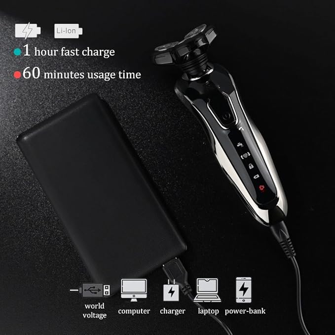Head Shaver for Men Electric Razor Rechargeable Electric Shaver for Men Wet &amp Dry 4D Floating Heads Shaving Machine Beard Trimmer Hair Clipper