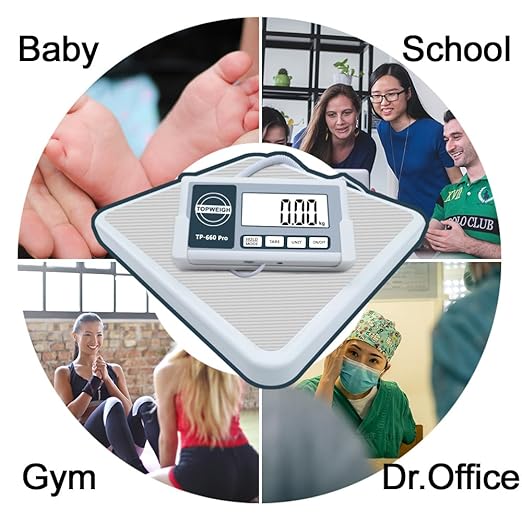 Medical Scale with Portable Carrying Bag Large Remote Display Floor Physician Scale 660lbs / 0.02lb Longer Coiled Cord Heavy Duty Digital Scale for Body Weight Measure in kg/oz/lb