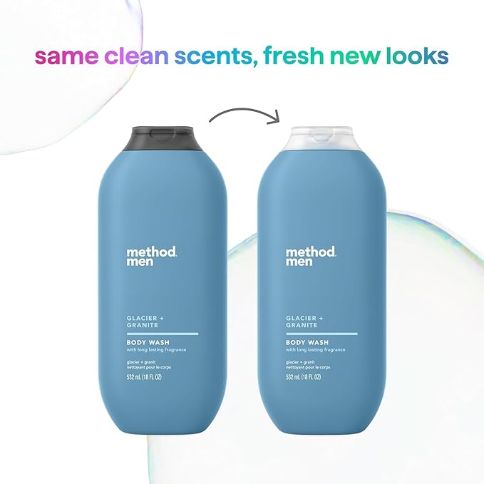 Method Men Body Wash Glacier + Granite Paraben and Phthalate Free 18 FL Oz (Pack of 3)