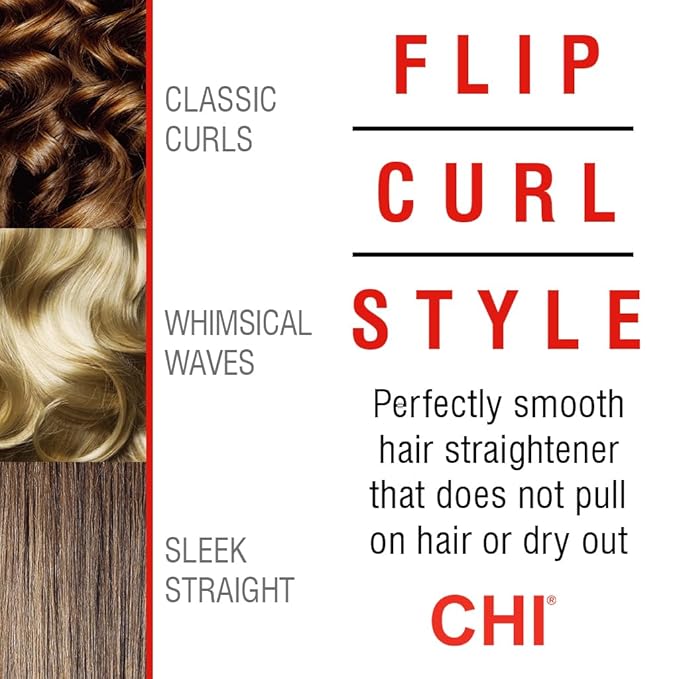 CHI PRO G2 Digital Titanium Infused Ceramic 1 Straightening Hairstyling Iron &amp Spin N Curl in Onyx Black. Ideal for Shoulder-Length Hair Between 6-16” inches.
