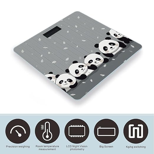 Funny Cute Panda Weight Scale Large Bathroom Scales Digital Weight with Bright LED Display Non Slip Automatic Weighing Scale Fashion Weighing Machine for Body