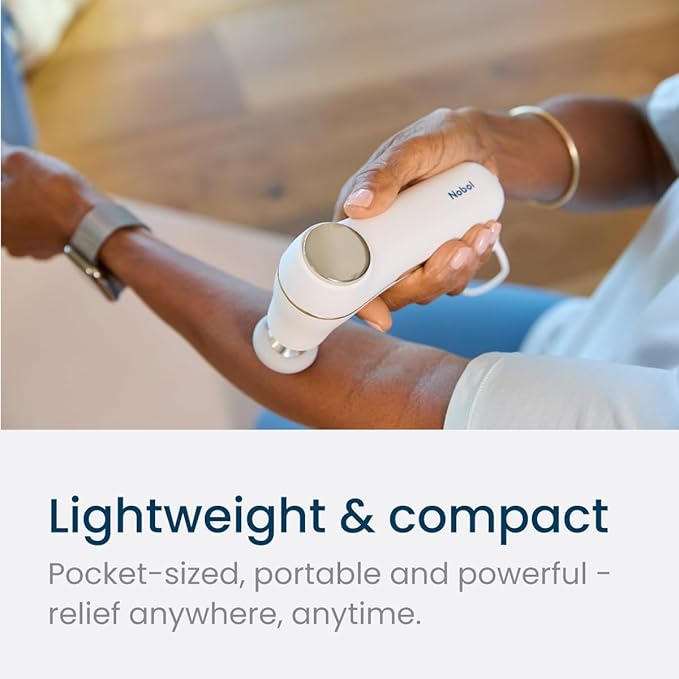 Nobol MyoLite Percussion Massage Gun - Deep Tissue Muscle Relief Quiet &amp Portable Cordless with 4 Attachments and Travel Case (White)