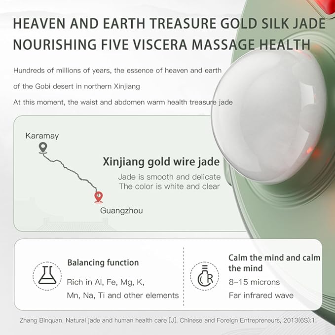 Wireless Heated Abdominal Massage Belt with Natural Jade Massage Heads – Cordless Waist Massager with Gentle Heat &amp Rotating Massage Adjustable Fit for Daily Relaxation at Home or Office