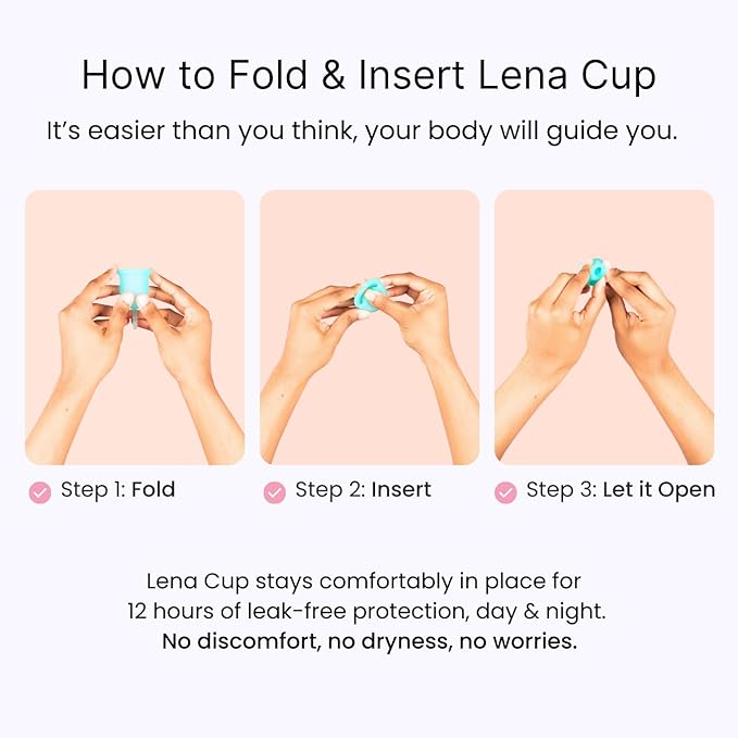 Lena Menstrual Cup Original - Soft Medical-Grade Silicone Period Cups for Women Heavy Flow Reusable and Comfortable 12-Hour Leak-Free Protection Beginner-Friendly Feminine Care - Large Pink