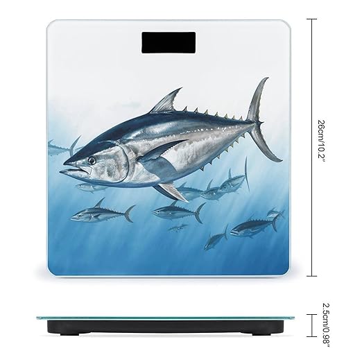 Bluefin Tuna Thunnus Scale for Body Weight Safe Rounded Corners Tempered Glass Digital Bathroom Scale LED Display 400lb Capacity Weight Scales with High Precision Sensors