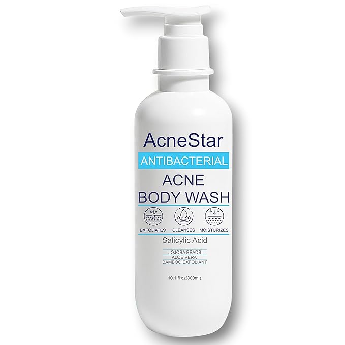 Acnestar Antibacterial Acne Body Wash with Salicylic Acid - Treats Back Chest Shoulder &amp Butt Breakouts Fights Clogged Pores &amp Cystic Acne Antifungal Body Wash - for Men &amp Women
