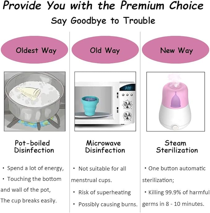 ROSA RUGOSA Menstrual Cups + Steamer Bundle - All You Need to Start Your Menstrual Cup Journey! - Feminine Hygiene - Leak-Free - up to 99.9%