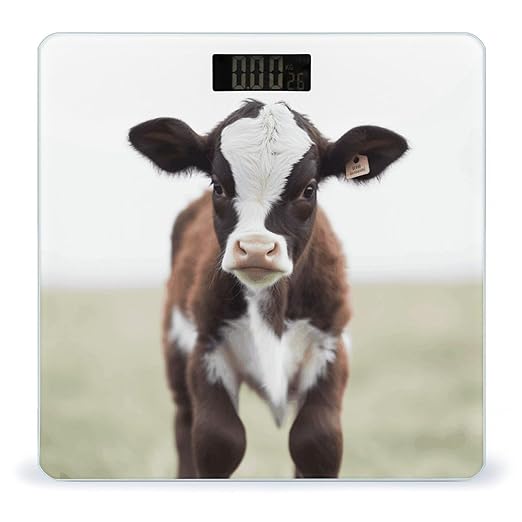 Cow Bathroom Scale for Body Weight Bathroom Digital Electronic Weighing Scale with Back Lit LED Display Sturdy Tempered Glass Weight Watchers Scales 400lb