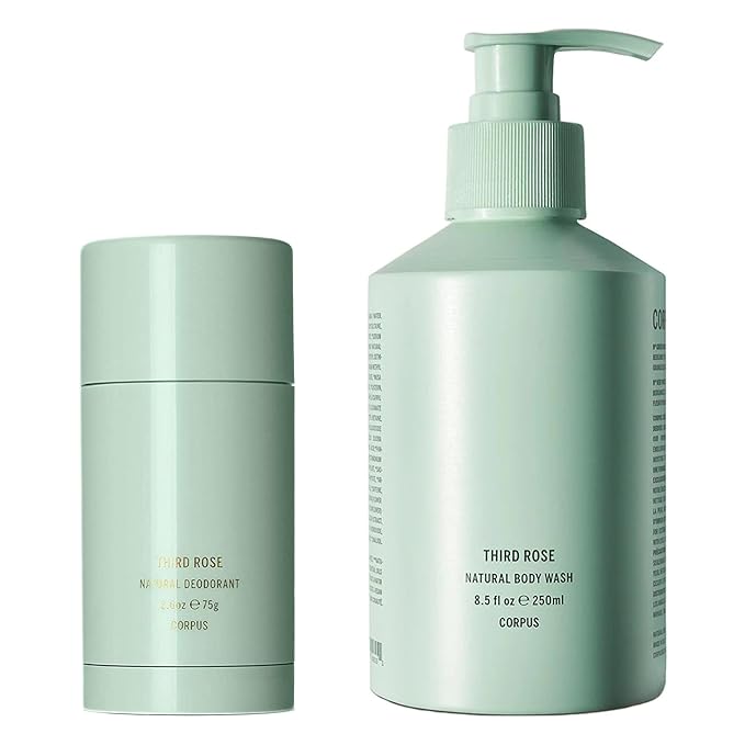 Corpus Third Rose Plant-Based Deodorant + Natural Body Wash Bundle | Vegan Cruelty-Free Non-Toxic Made in The USA