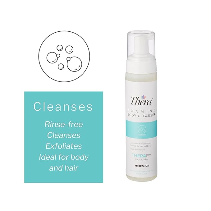 Thera Foaming Body and Hair Cleanser Rinse-Free Exfoliating Foam 9 oz 12 Count