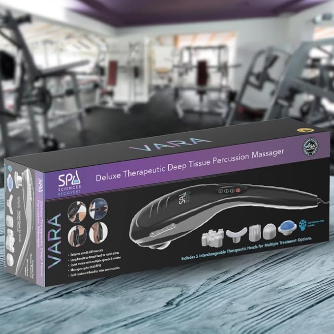 SPA SCIENCES - Vara - Handheld Deep Tissue Massager for Muscles Back Foot Neck Shoulder Leg Calf - Electric Percussion Body Massage - FSA and HSA Eligible - Helps Stimulate Cellulite Zones