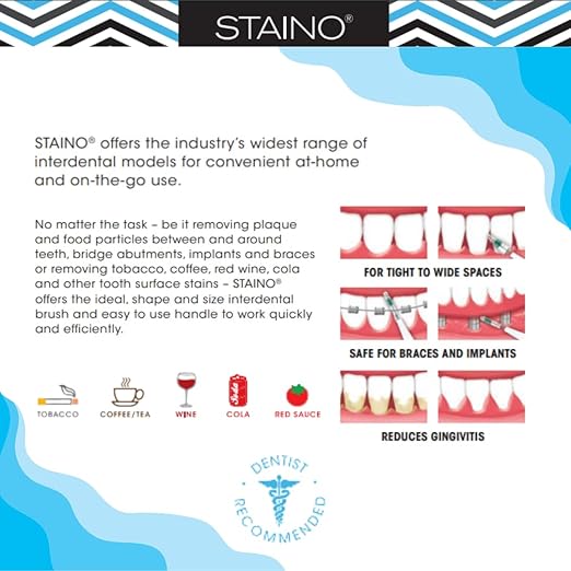 Staino Twins Interdental Brush Dual-Ended Travel Brush Large Cylindrical Brush 36 2-Brush Units - Total 72 Brushes