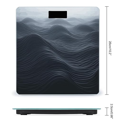 Deep Black Waves Bathroom Scale for Body Weight Bathroom Weighing Scale with Backlit LCD Display Highly Accurate Measures Weight Up to 180kg