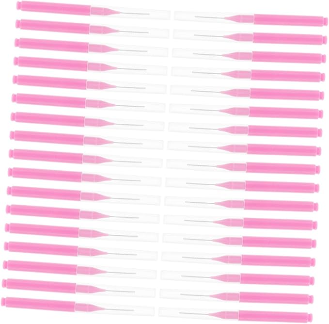 200pcs Braces Brush Small Interdental Brush Between Tooth Flossing Pick Toothpick Cleaners Oral Flosser Oral Cleaning Supplies for Travel Home Pink