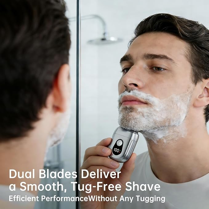 Portable Mini Electric Shaver for Men &amp Women – USB-C Rechargeable Waterproof Cordless Razor Compact Travel Face &amp Body Trimmer for Home &amp Business (Silver)
