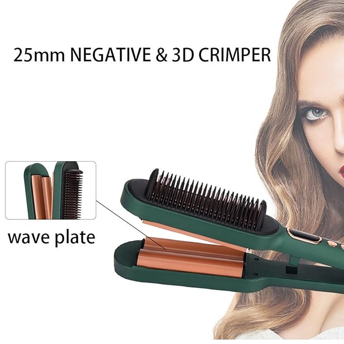 ZJchao Hair Styling Tool Portable Dual Purpose LCD Hair Curler Straightener Adjustable Temp for Home and Salon Use (US Plug)