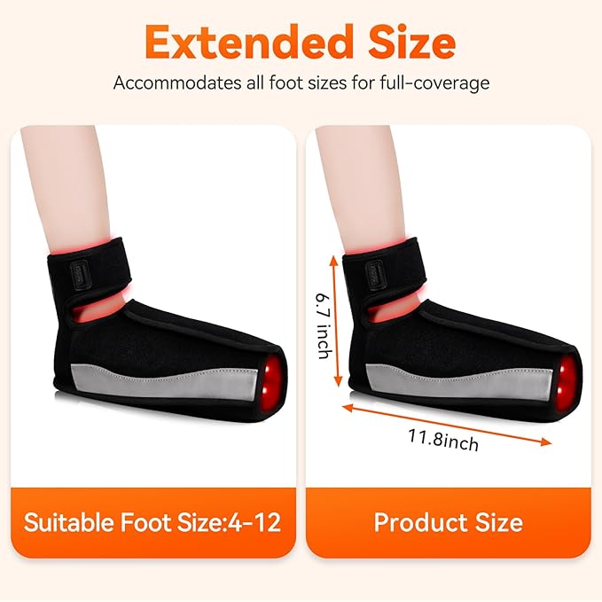 Red Light Therapy for Feet Infrared Light Therapy Feet Wrap with 660nm 850nm Near Infrared 5 Adjustable Brightness Timer 3 Modes for Foot Ankle Heel Up to Foot Size 12 Gift for Women Men