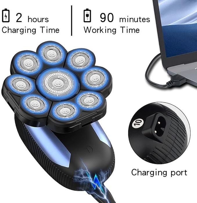 Head Shaver for Men 6 in 1 Floating Head Shaver for Bald Men Waterproof Electric Razor for Men with Nose Hair Trimmer Wet/Dry Grooming Shaving Machines