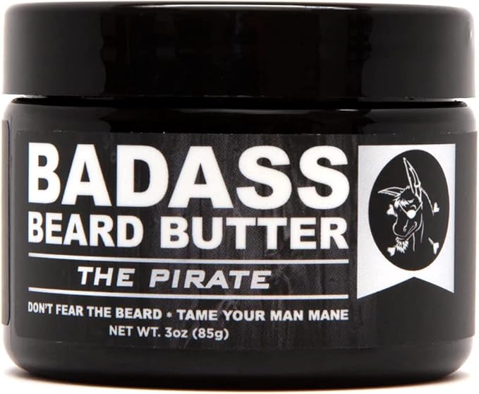 Badass Beard Care Beard Butter For Men - THE PIRATE 3 oz - Made of Natural Ingrediens for Healthy Soften and Itchness Free Beard and Mustache