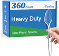 360 Count Clear Plastic Spoons Disposable BPA-Free Heat Resistant Solid and Durable Disposable Spoons Heavy Duty Bulk Premium Spoons plastic disposable for Party Supply