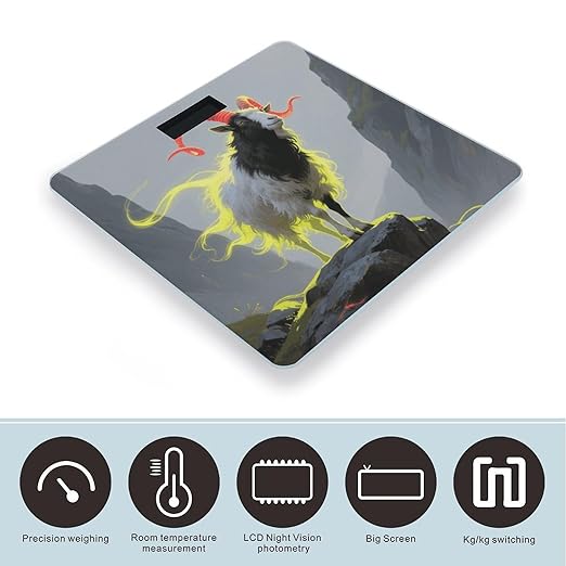 Standing Glowing Goat Weight Scale Cute Bathroom Scale for Body Highly Accurate Digital Weighing Machine for People Compact LCD Display Scales with Sturdy Toughened Glass Scales