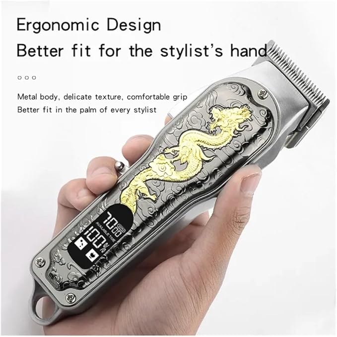 Razors Hiena HI-203A Dragon Pattern Electric Hair Clipper Professional Hair Trimming for Home Hair Styling Tool USB Charging Cutting(Dragon)