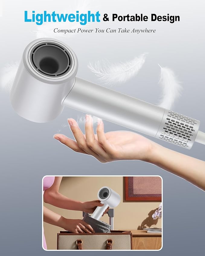 High-Speed Ionic Hair Dryer with Diffuser &amp Concentrator 120000 RPM Fast-Drying Blow Dryer for Curly Thick &amp Frizzy Hair Quiet Low-Noise Hair Dryer for Home
