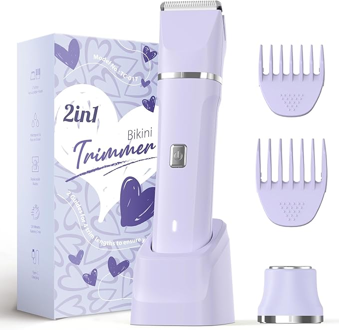 Electric Razors for Women - Wet/Dry Womens Electric Shaver for Legs Replaceable Body Hair Blade Heads&ampHair Remover for Face Head No Nick No Cut No Razor Burn Purple