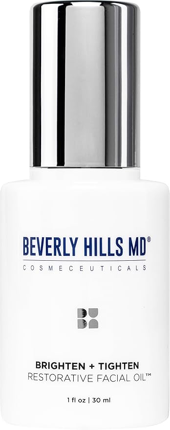 Beverly Hills MD Brighten + Tighten Restorative Face Oil- Reduce Wrinkles &amp Tone Skin Anti-Aging Formula for an Even Moisturized Complexion- Lighten Dark Spots on Face Neck Décolleté w/Vitamin