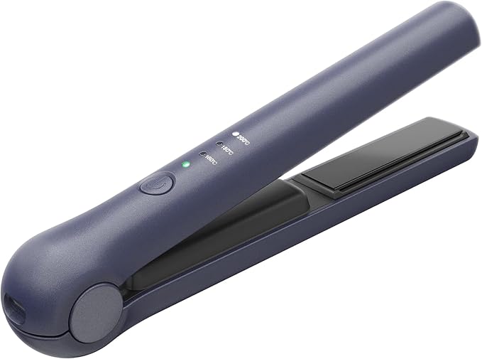 Cordless Hair Straightener Portable Travel Rechargeable Flat Iron Fast Heating Adjustable Temperature for Professional Straightening &amp Curling – Portable and Travel-Friendly (Black) (Blue)