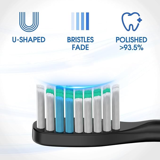 Amailtom Electric Toothbrush with Travel Case Sonic Type for Adults &amp Teens 6 Modes 40000 VPM Electric Motor IPX7 Waterproof 2 Minutes Timer