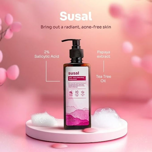 2% Salicylic Acid Anti Acne Body Wash (250ml) | Tea Tree &amp Papaya Extract for Back &amp Body Acne Strawberry Legs &amp Blemishes (Suitable For All Skin Types)