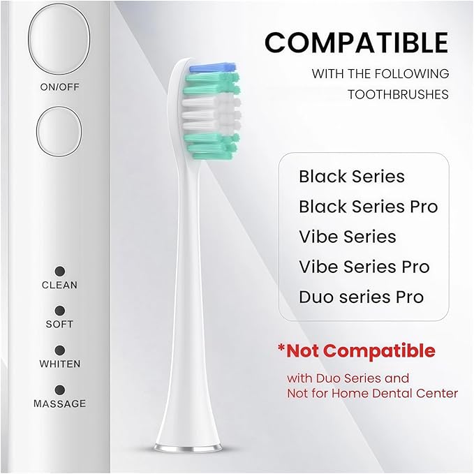 10 Pieces Replacement Brush Heads Compatible with Aquasonic Series Electric Toothbrush Soft Bristle Deep Clean Teeth(8pcs White)