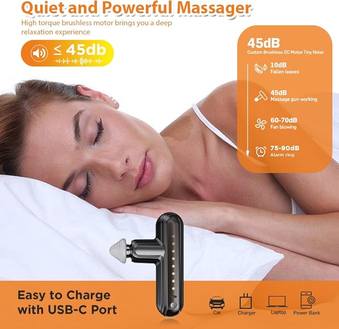 Mini Massage Gun Pocket-Sized Deep Tissue Massager Gun Portable Percussion Muscle Massager Gun Convenient Easy and Practical Ultra Small &amp Quiet Muscle Massage (Dark Grey)