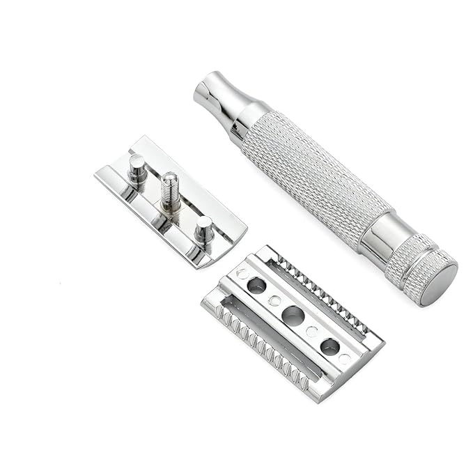Engraved Twin Edged Safety Razor Personalized Heavy Duty Shaving Razor For Men - 5 Blades Included