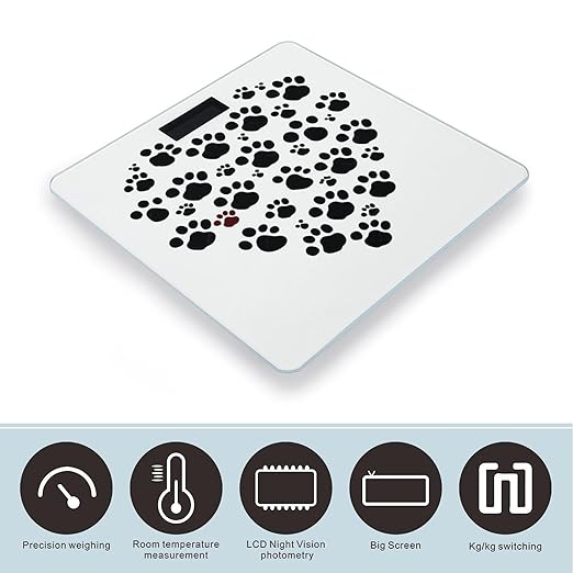 Digital Bathroom Scale for Body Weight Scale with Bright LCD Display High Accuracy Step-On Technology Auto On/Off Dog Paw Print Love Heart Digital Scales 400 Lbs /180kg