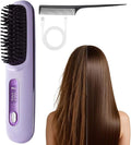 Go Brush Cordless Hair Straightener 2026 Go Brush Portable Cordless Hair Straightener Brush with LCD Temperature Display Fast Heating Straightener Brushs for Travel and Daily Use (Purple)