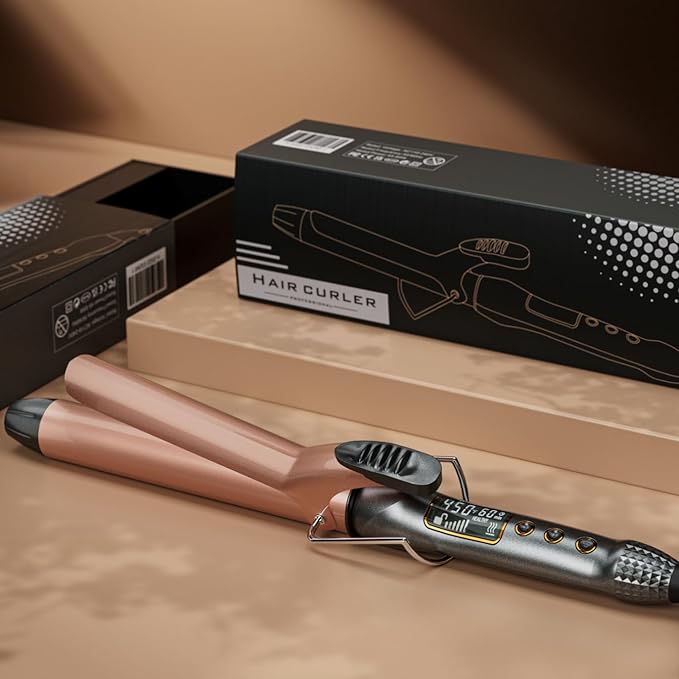 Thirtek 1 1/2 Inch Large Curling Iron with 1.5 Inch Ceramic Tourmaline Barrel 15 Temps (180°F-450°F) for Fast Long-Lasting Smooth Salon Finish 60-min Auto Shut-Off Dual Voltage Hair Curler