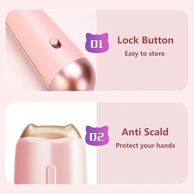 32mm Hair Waving Iron 2 Barrels Hair Wave Curling Iron with Four Temperature Control Ceramic Hair Curler Crimper Pink